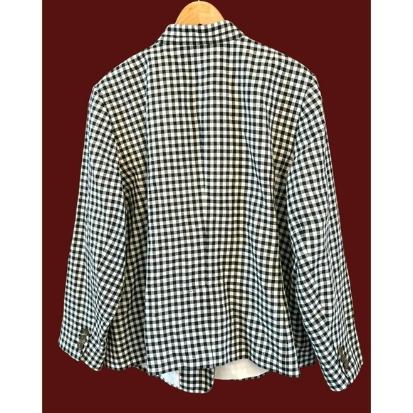 Talbots Women's Plus Size Black White Gingham Linen Blend Blazer 24W Summer NWOT - Picture 4 of 5